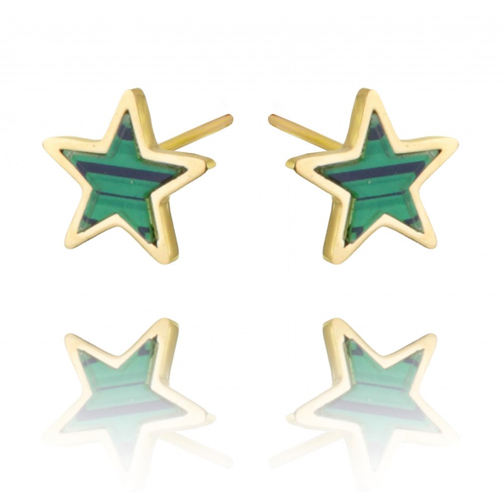 Επιχρυσωμένα Σκουλαρίκια σε σχήμα αστεριών από Ανοξείδωτο Ατσάλι 14 Καρατιών