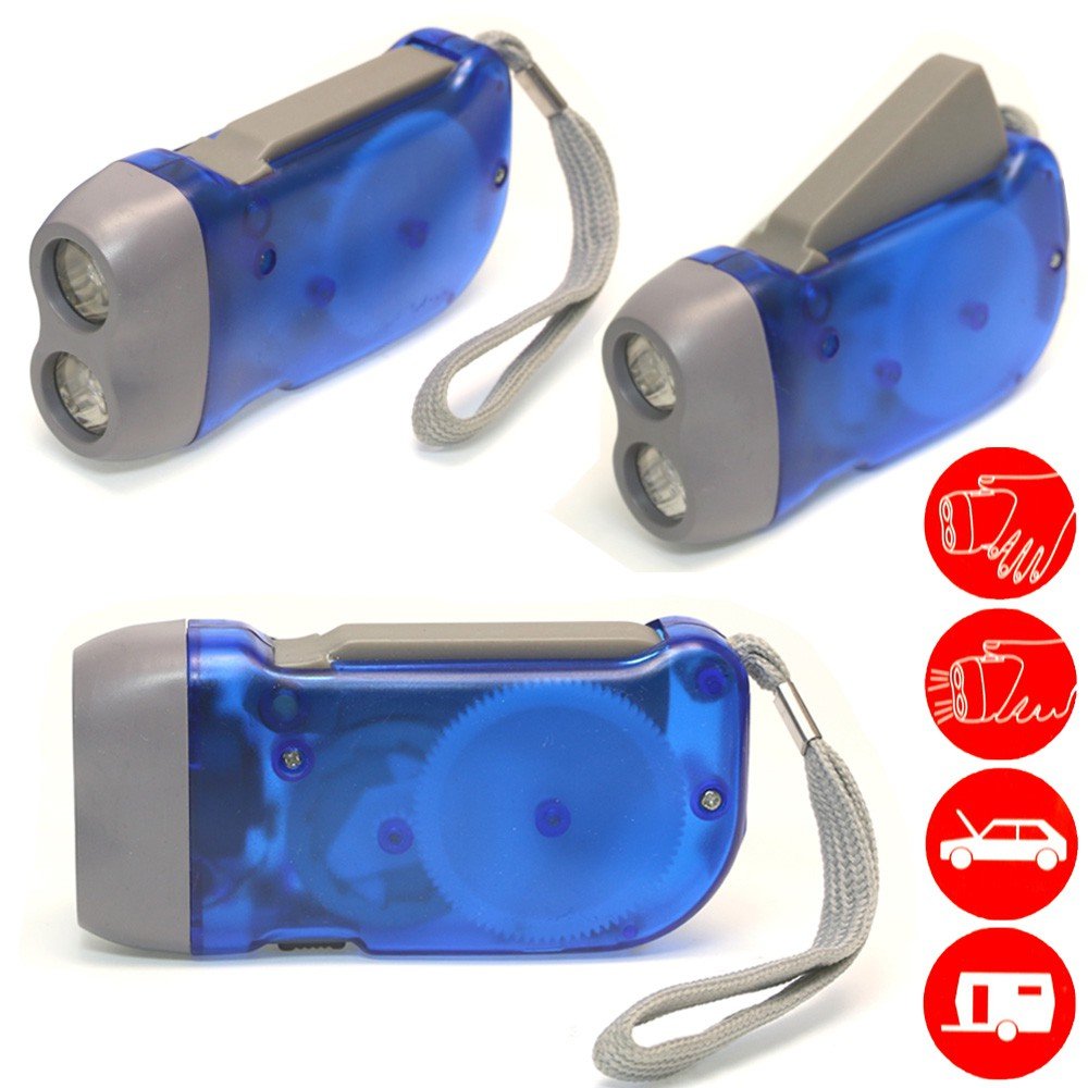 Allride φακός δυναμό με 2 led μπλε (Dynamo Torch)