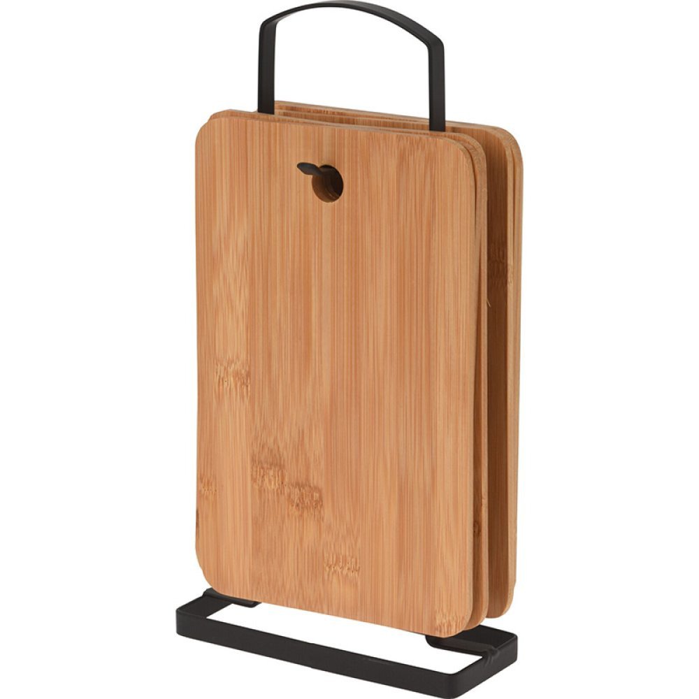 Σετ Bamboo Επιφάνειες Κοπής 6 τεμαχίων σε Μεταλλική Βάση, 16x30x5 cm