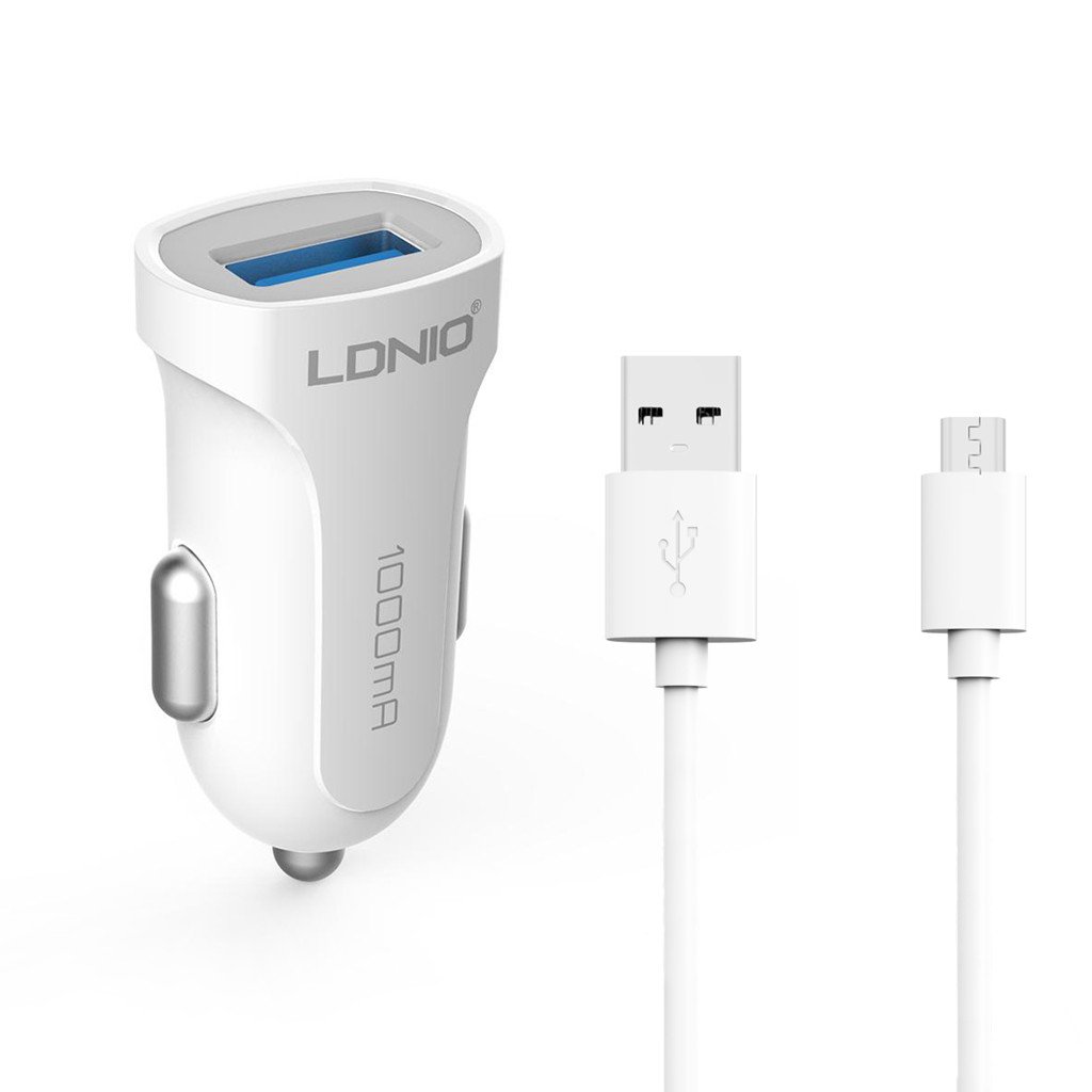 LDNIO φορτιστής αυτοκινήτου 1Α +δώρο καλώδιο φόρτισης Micro USB