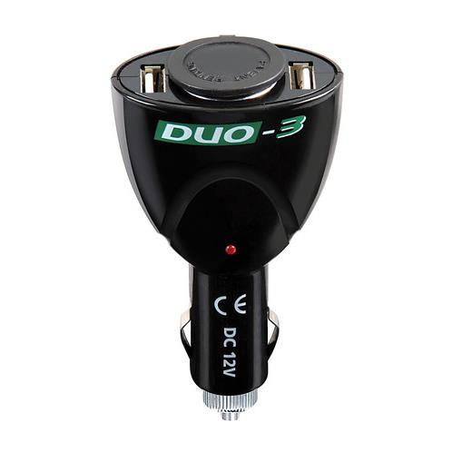 Lampa DUO-3 Διπλός USB φορτιστής αυτοκινήτου με έξοδο αναπτήρα 12V