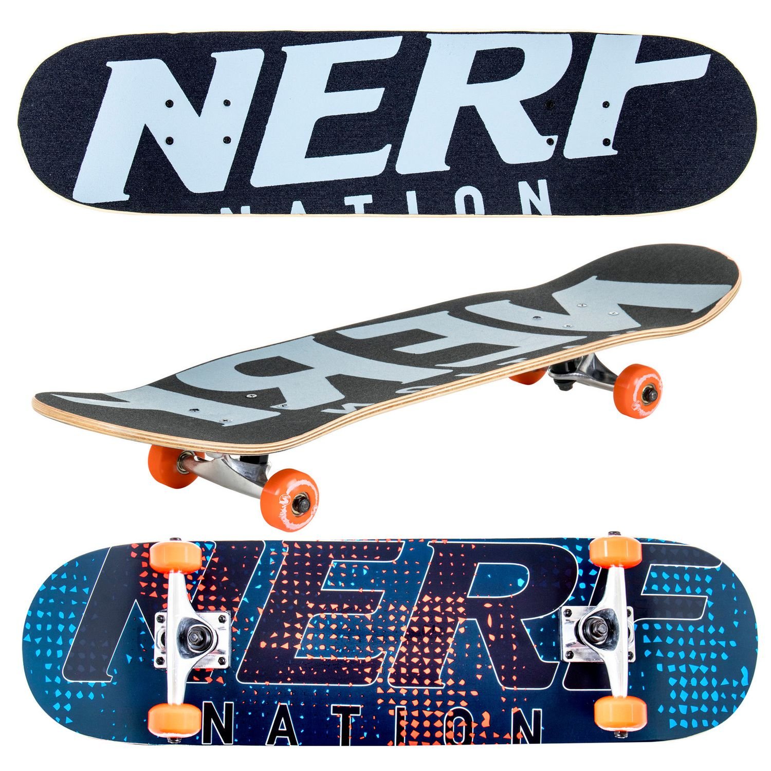 Nerf Nation – 31″ Double Kick Skateboard – D2 BLUE