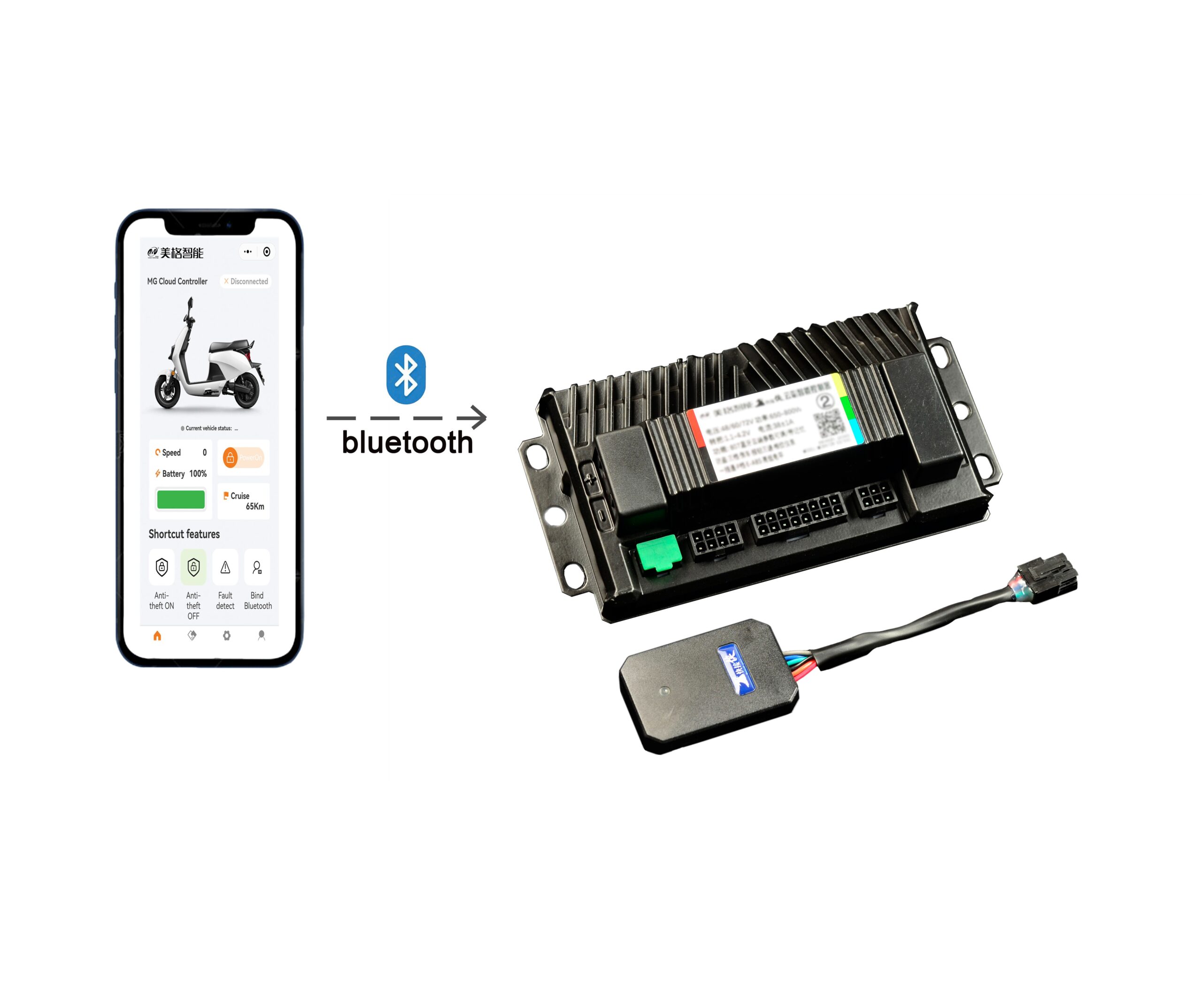 Smart Bluetooth controller Keyless Kit 48v60v72v 2000w-2200w