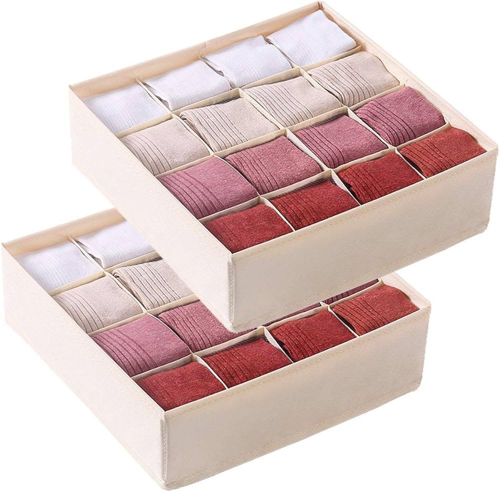 2 Υφασμάτινες Θήκες Αποθήκευσης για κάλτσες και εσώρουχα 16 θέσεων