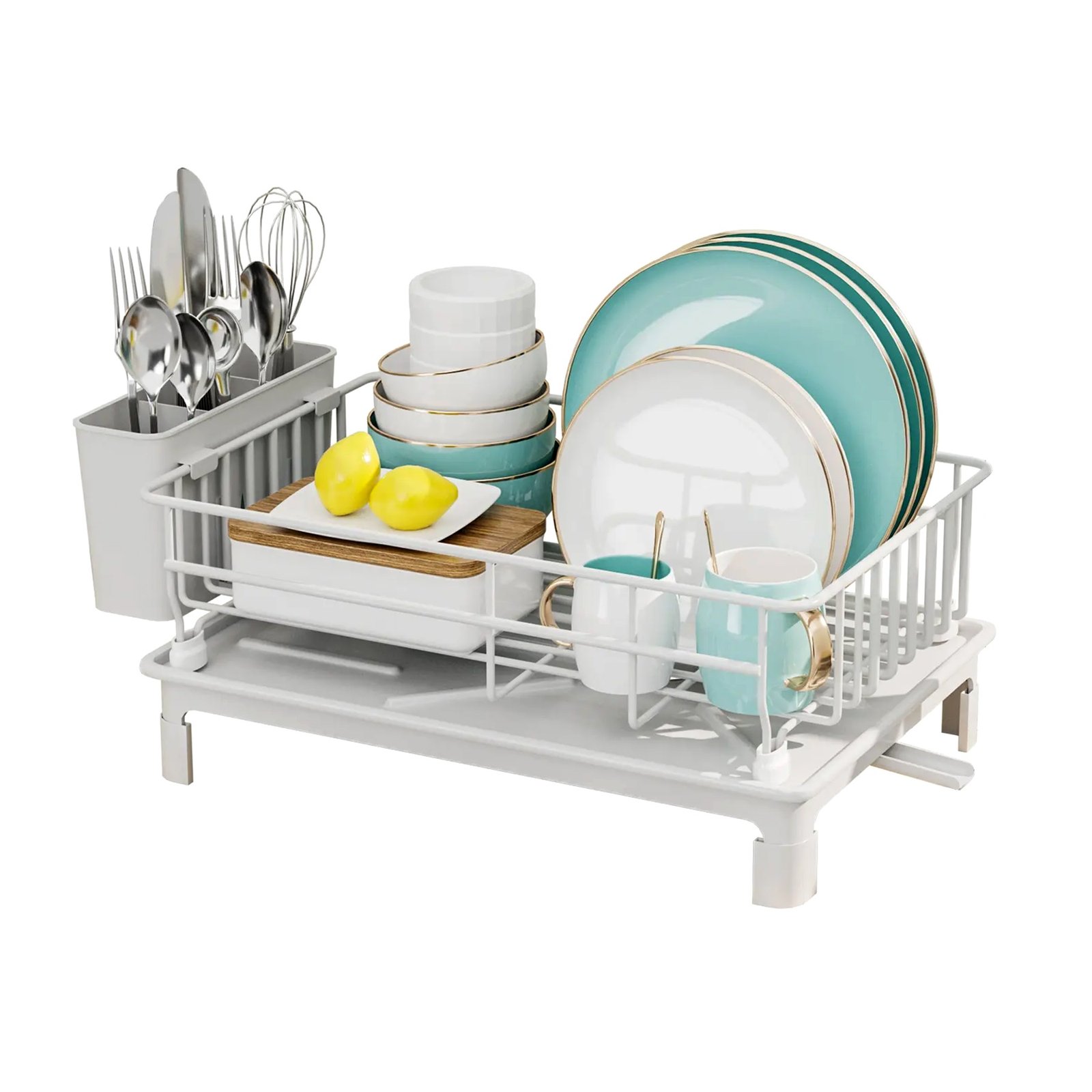 Στεγνωτήριο πιάτων JOYBOS μεταλλικό σε λευκό Χρώμα 38x26x15cm