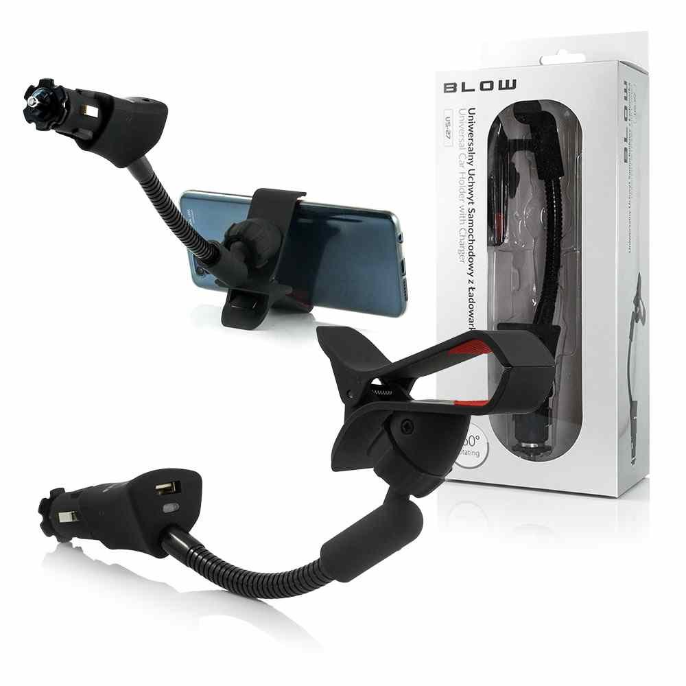 Βάση κινητού 360 με κλιπ – φορτιστής USB αναπτήρα BLOW US27