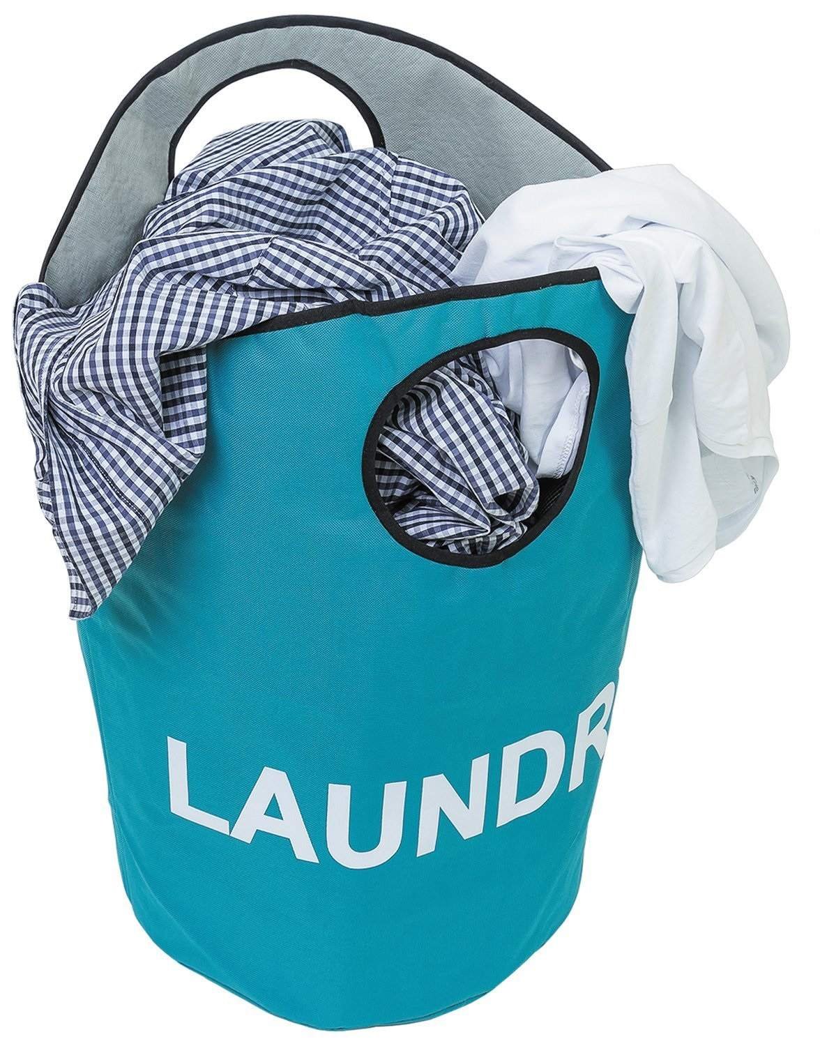 Καλάθι άπλυτών τιρκουαζ από πολυεστέρα BAGY ‘’LAUDRY ’’45L 57Χ55Χ31mm