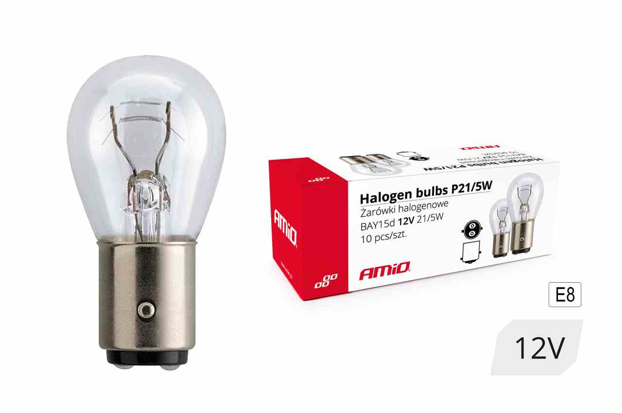 Λάμπα Αλογόνου P21/5W 12V BAY15s Amio (10 τεμάχια) 01488
