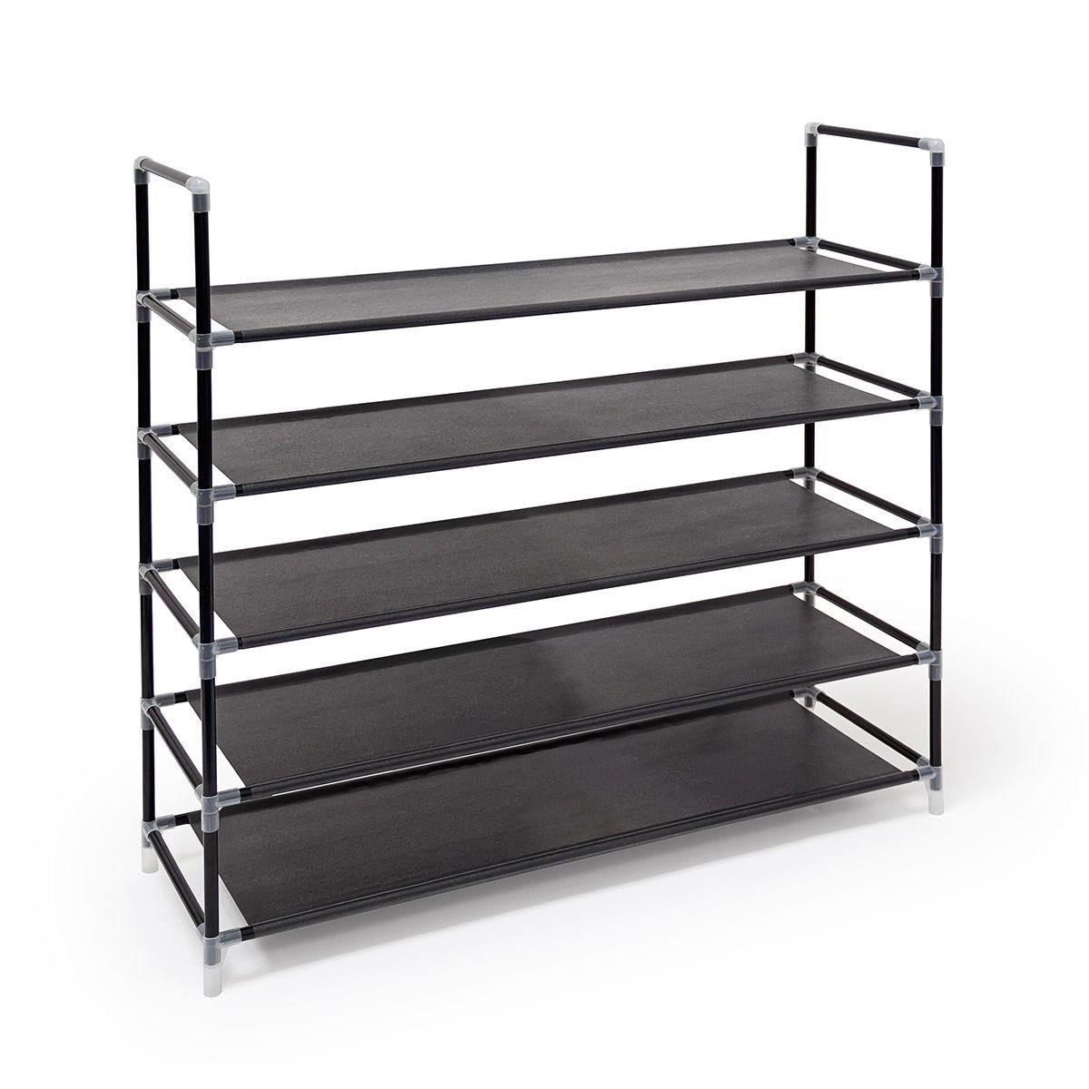 Μαύρη Παπουτσοθήκη με 5 ράφια για 25 ζευγάρια παπουτσια 87Χ90.5Χ29.5εκ