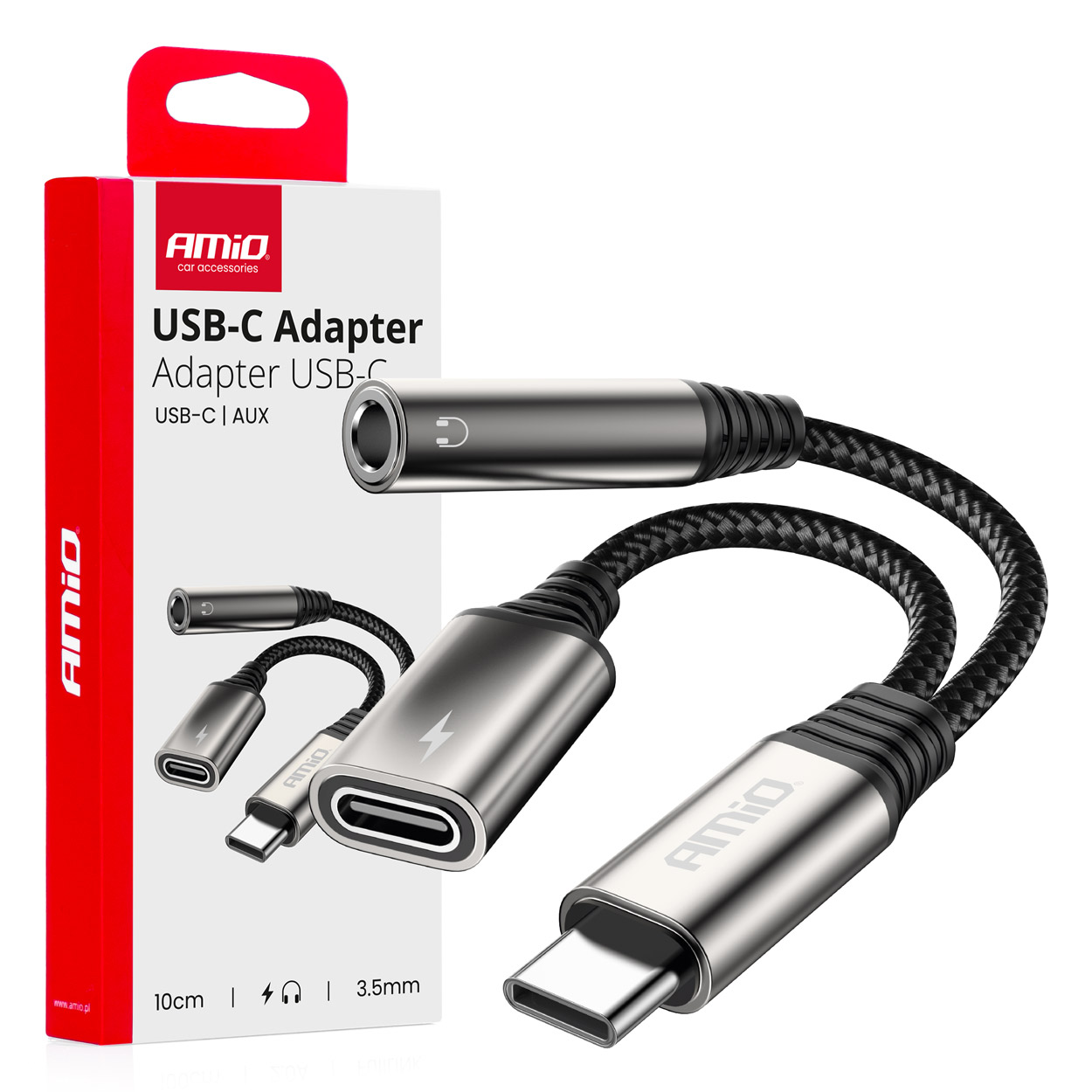 Προσαρμογέας USB-C σε USB-C + Mini Jack 3.5mm Θηλυκό 10cm AMIO-04295