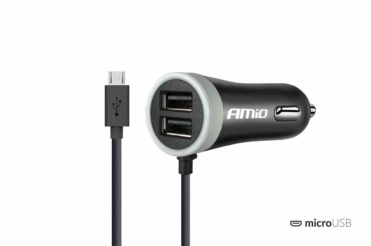 Φορτιστής αυτοκινήτου 12/24V Amio PCH PRO01 2x USB 2.4A +MICRO USB 02056